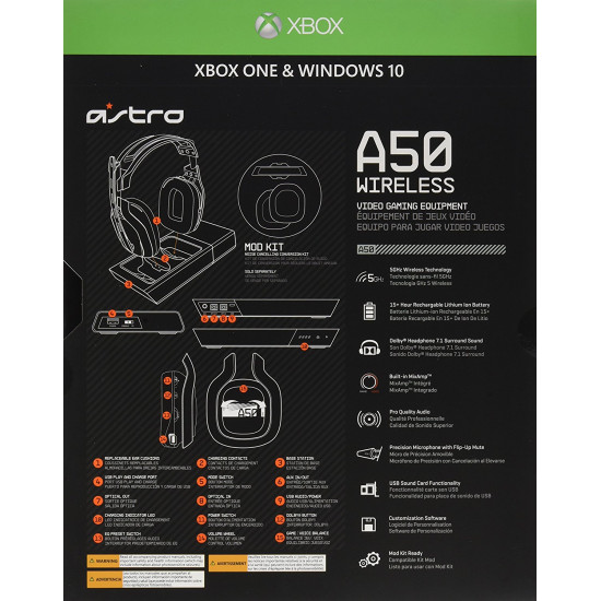 ASTRO Gaming A50 3rd Generation Gaming Headset 7.1 - Black / Green - XB1 - PC Windows 7-8-10