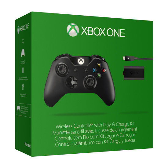 Microsoft Xbox One Wireless Controller with 3.5mm Stereo Headset Jack and Play & Charge Kit for XB1 / PC
