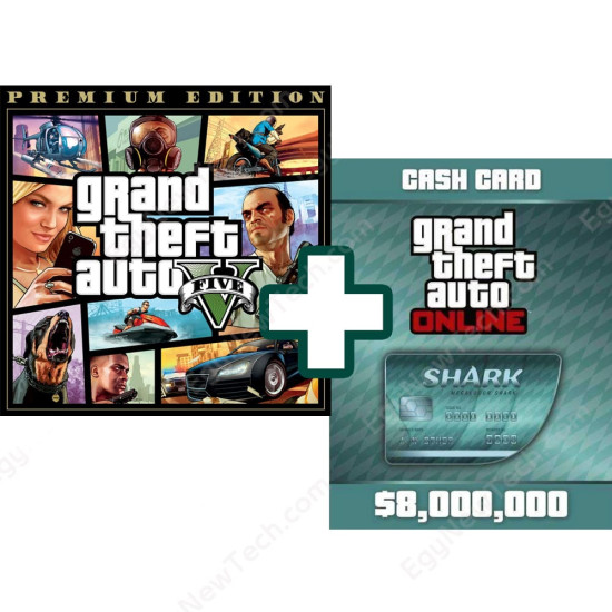 Grand Theft Auto V: Premium Edition & Megalodon Shark Card Bundle Global - PC Rockstar Games Launcher - Digital Code