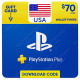$70 USA PlayStation Plus Gift Card - Digital Code
