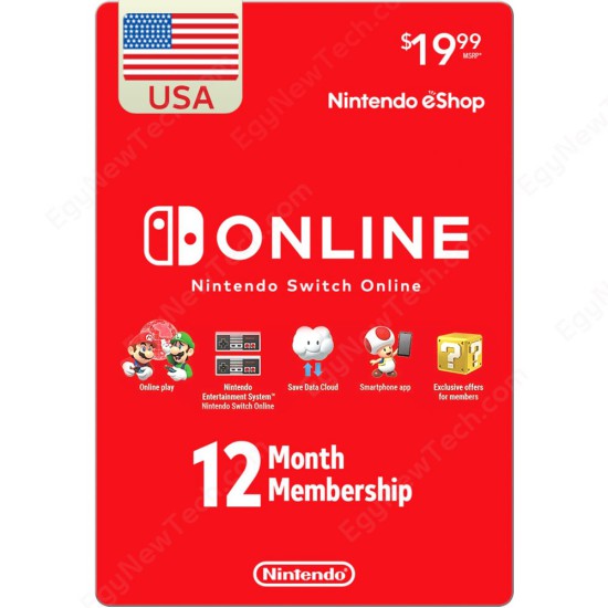 1 Year USA Online Individual Membership For Nintendo Switch - Digital Code