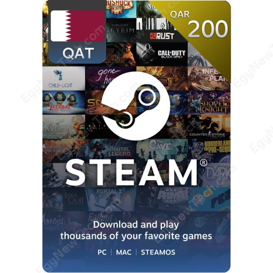 Steam Gift Card QAR200 Qatar- Instant Digital Code front cover