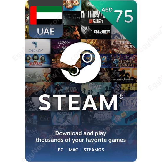 غلاف  بطاقة ستيم ستور اماراتي 75 درهم - كود رقمى فوري الرقمية