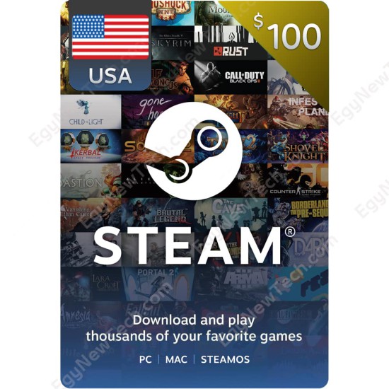 Steam Gift Card $100 USA - Instant Digital Code front cover