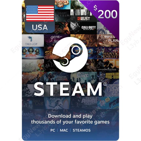 Steam Gift Card $200 USA - Instant Digital Code front cover