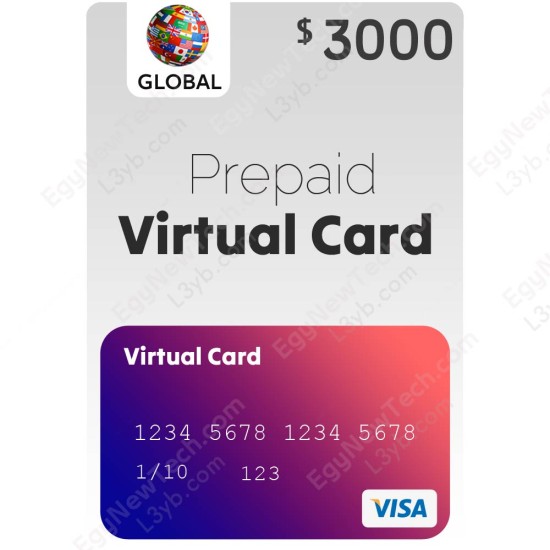 $3000 Recharge Prepaid Virtual VISA Card - Global