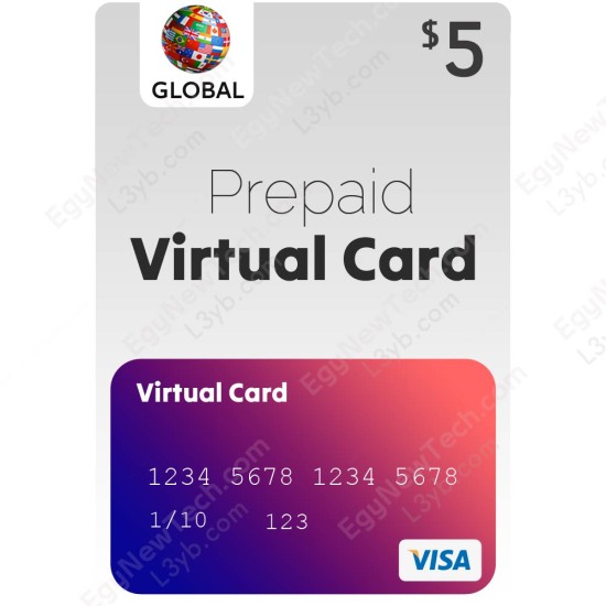 $5 Recharge Prepaid Virtual VISA Prepaid Card - Global