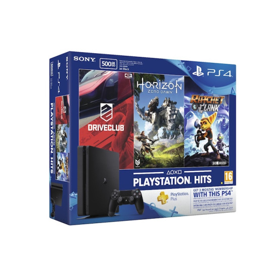 Sony PlayStation 4 Slim - 500GB - 3 Games - 3 Month PS Plus bundle - Arabic Edition | CUH-2116A