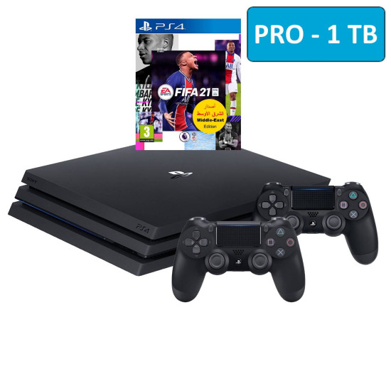 Sony PlayStation 4 Pro - 1 TB - Fifa 21 - 2 Controller Bundle - HDR - PSVR Ready