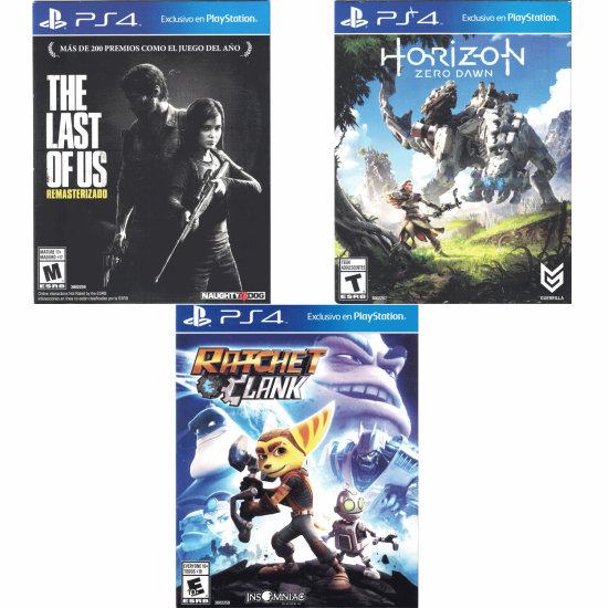 Horizon: Zero Dawn+The Last of Us Remastered+Ratchet and clank - Card Sleeve Model | PS4