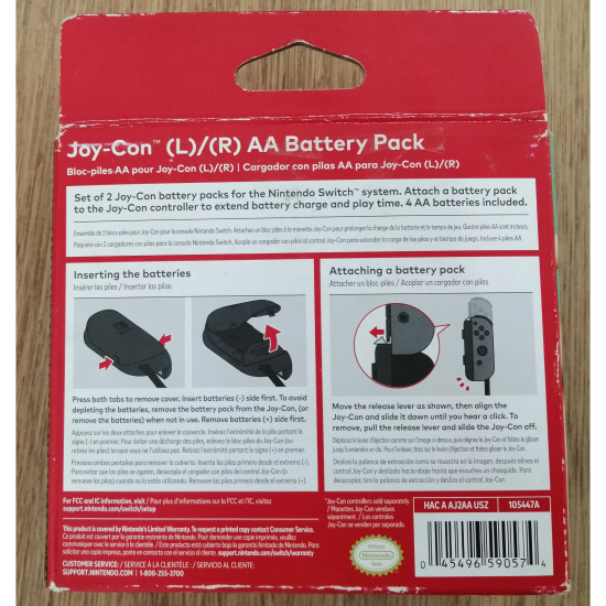 Nintendo Switch Joy - Con AA Battery Pack Accessory Pair - New - Open Box