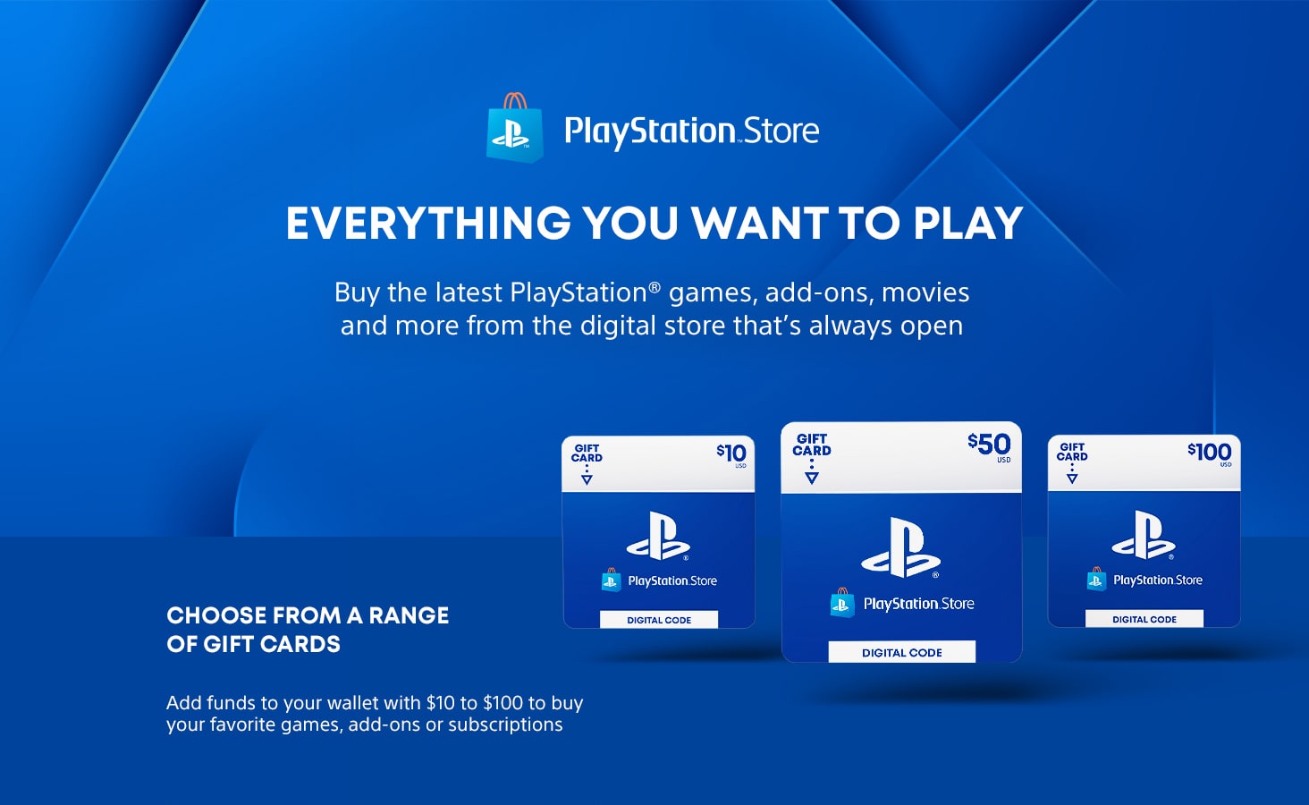 Sony $100 PlayStation Store Gift Card - Digital Code USA PSN Cards